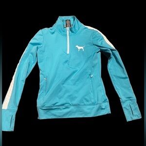 Pink Victoria's Secret Ultimate Blue & White Quarter Zip (XS)
